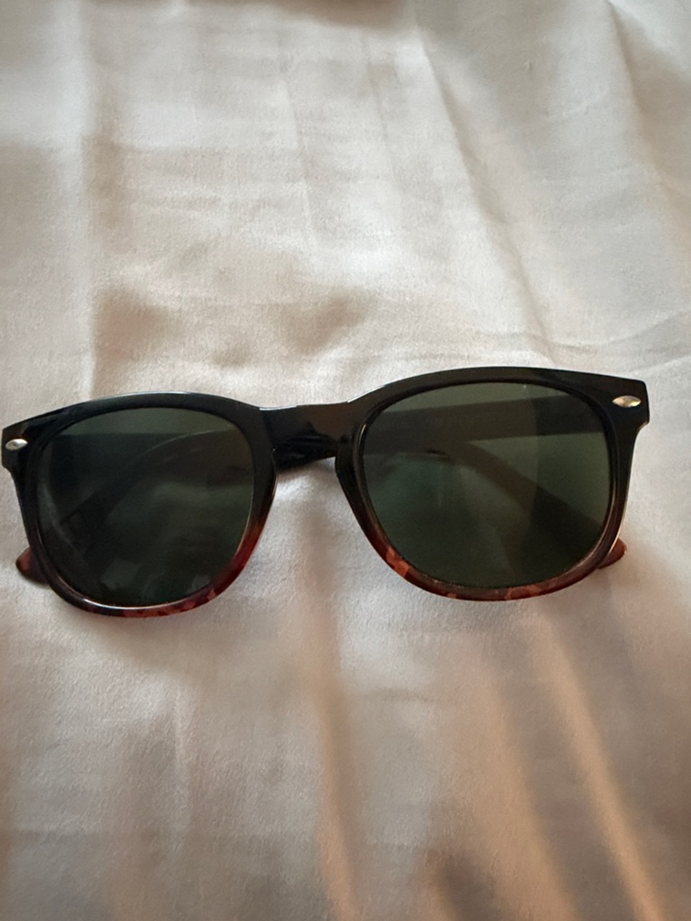 Classic Black & Tortoiseshell Sunglasses with Green Lenses